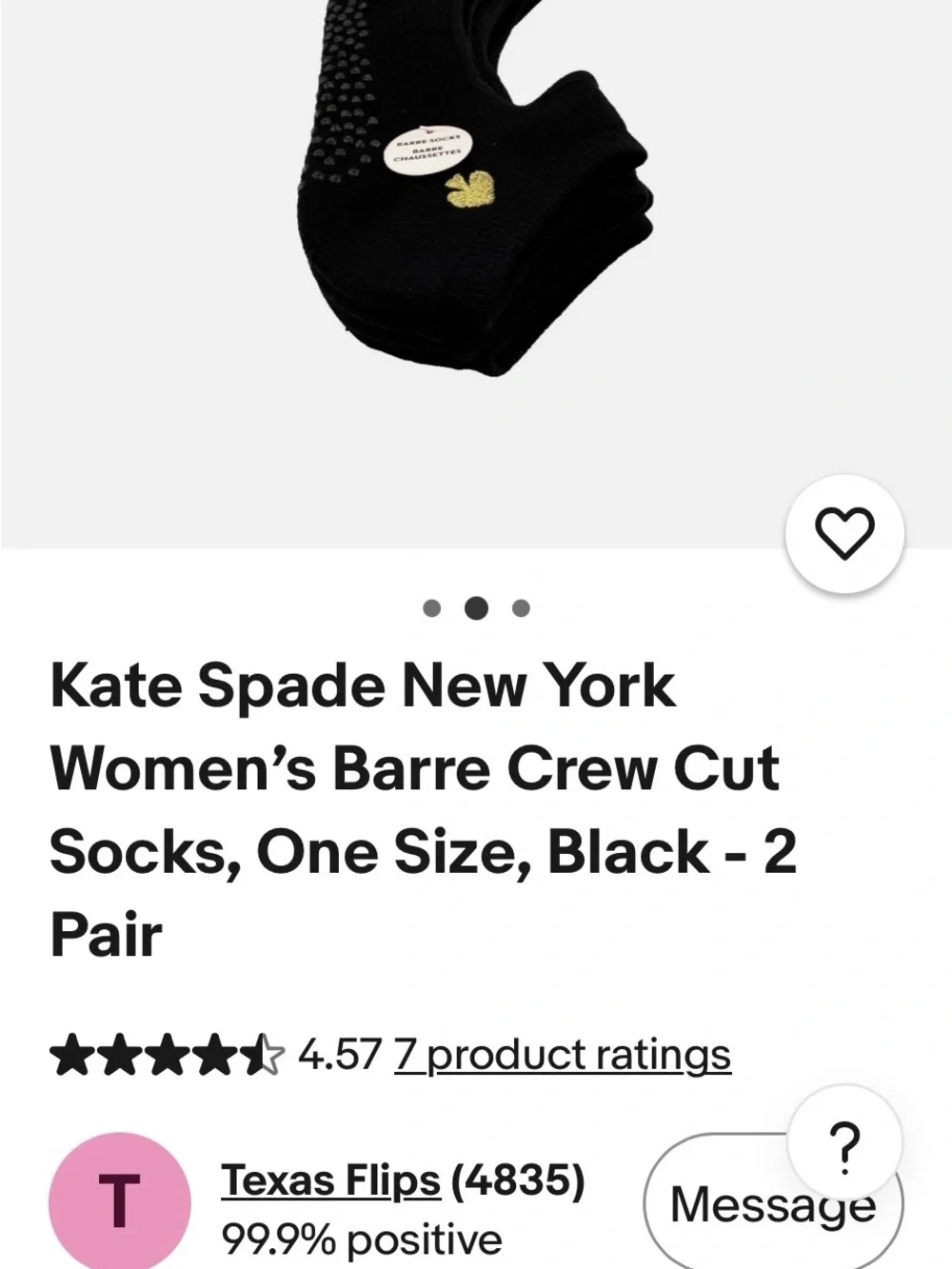 kate spade Black Barre Crew Cut Women’s Socks - 2 Pair